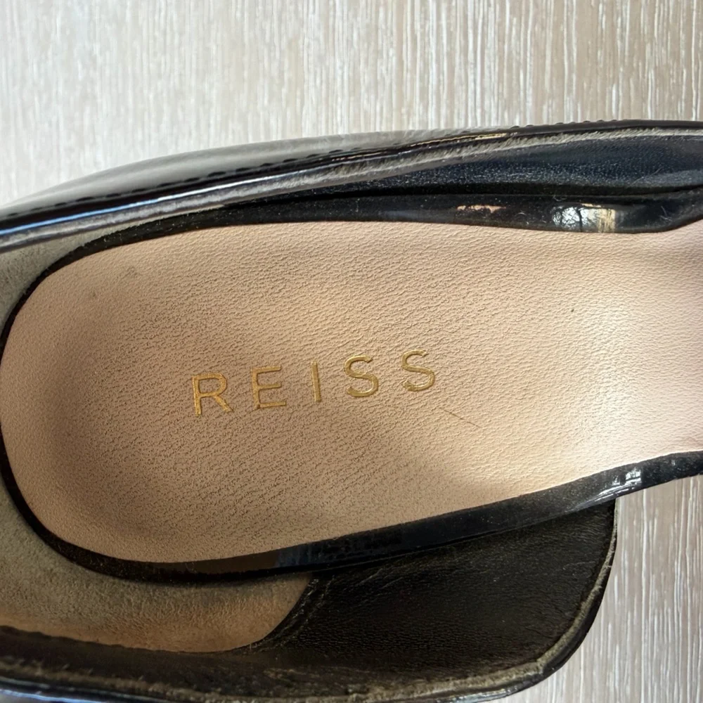 Reiss Black Patent Leather Women's Pointed-Toe Pumps Size 38 - Picture 5 of 12